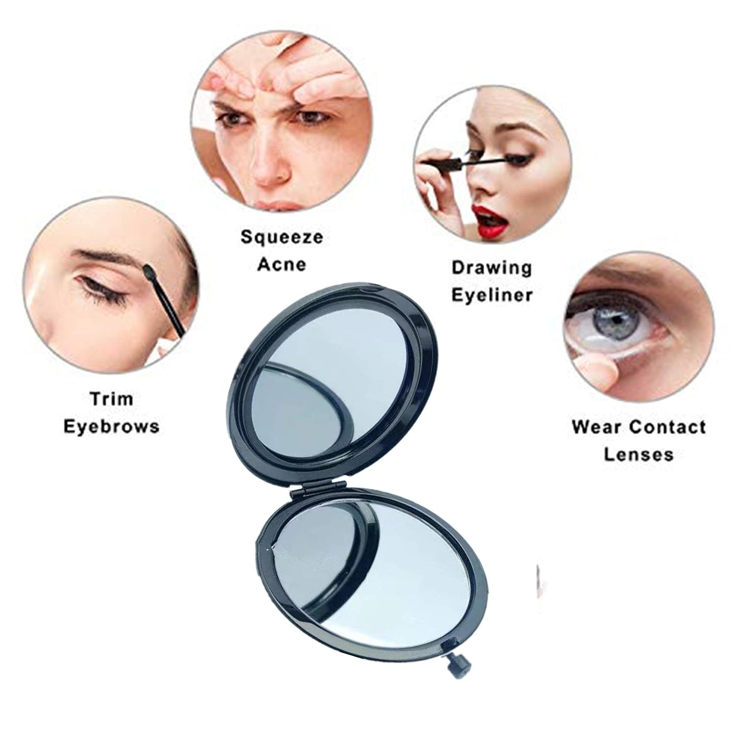 MIHAGUTY Magnifying Compact Mirror for Purses with 2 x 1x Magnification, Folding Mini Pocket Double Sided Travel Makeup Mirror,Perfect for Purse