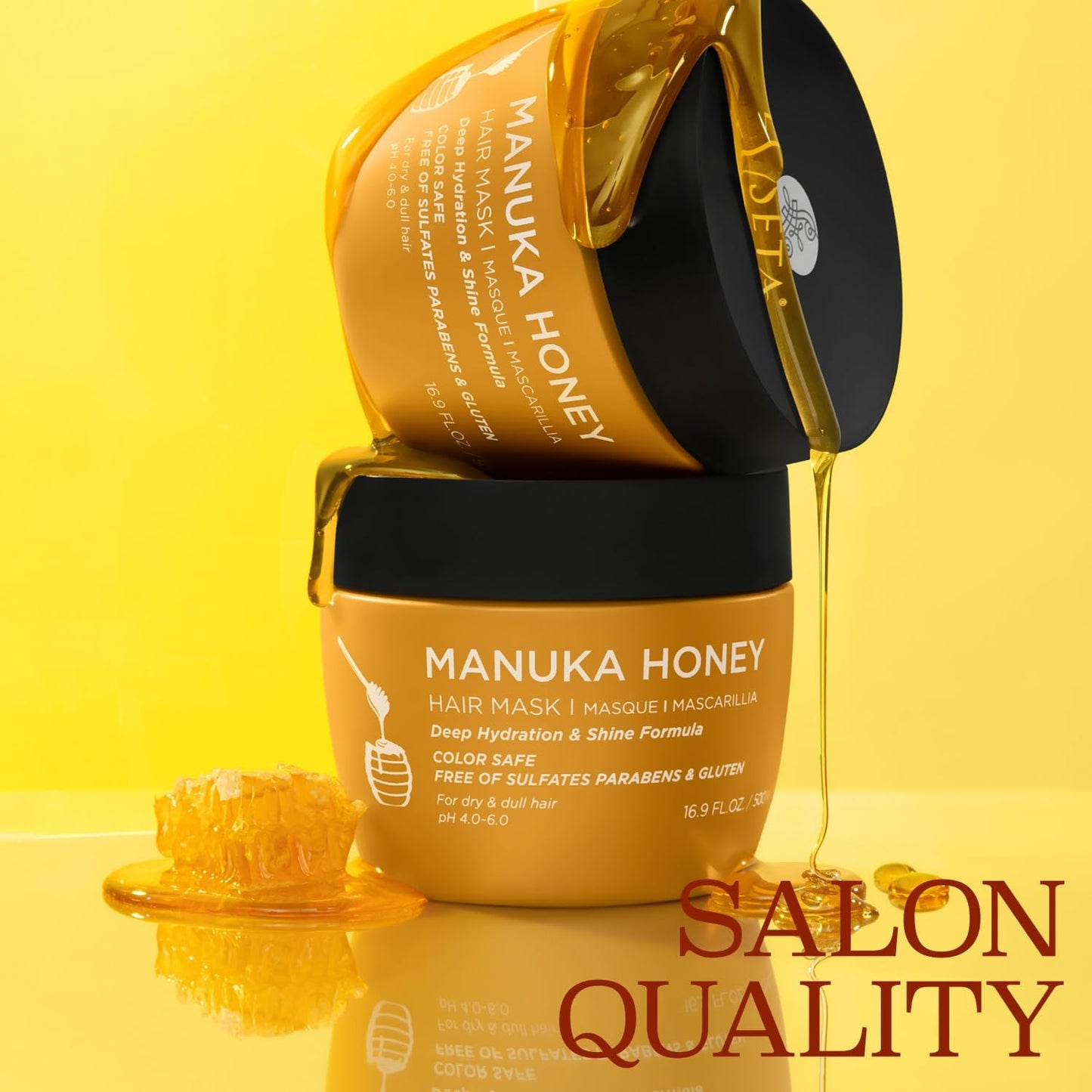 Luseta Manuka Honey Hair Mask Hydrates and Moisturizes Damaged Hair, Restores Shine to Dry, Dull Hair, Frizz Control and Sulfate Free 16.9oz