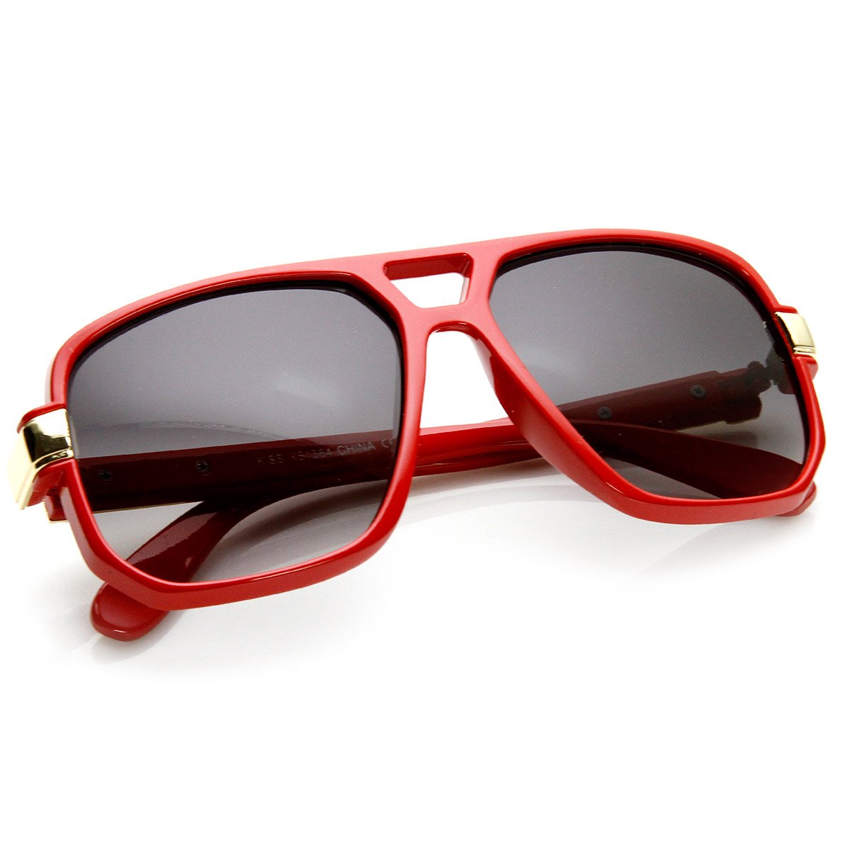 zeroUV - Classic Square Frame Plastic Flat Top Aviator Sunglasses (Red)