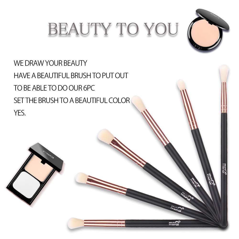 MSQ Eye Brush Set Rose Gold 6pcs Eyeshadow Set Eyebrow Brush Makeup Brushes Eyeliner Brush for Eyeshadow, Eyebrow, Eyeliner, Blending, Concealer, Best