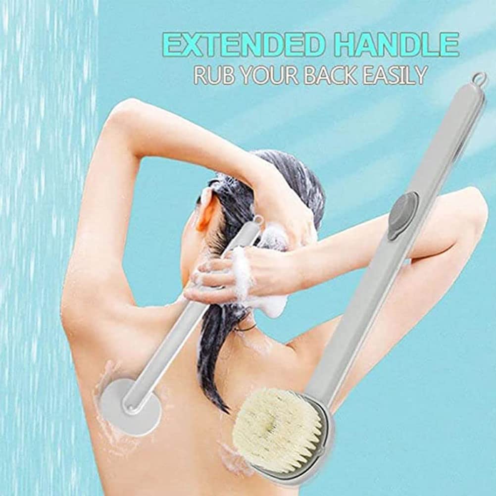 Handle Liquid Bath Brush with Soap Dispensing, Exfoliating Scrubber for Back, Legs. Promotes, Suitable for All Skin Types (Yellow) Beauty and Personal Care ZJchao