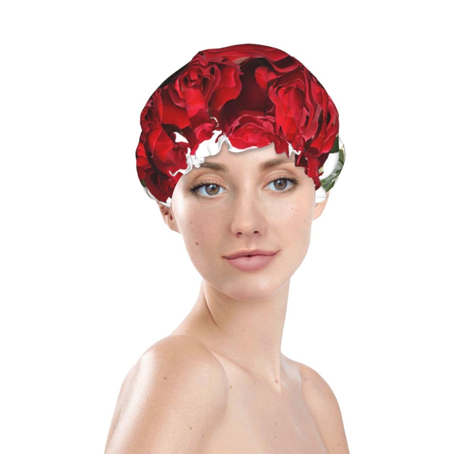 BEIVGOXL Rose Printed Double Layer Lined Shower Cap,Shower Caps For Women Reusable, Black Beauty and Personal Care BEIVGOXL
