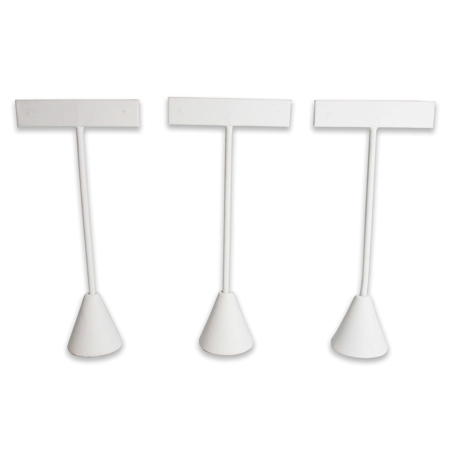 N'ice Packaging - 3 Qty White Leatherette 5.75" High Free-Standing Earring T-Stand Display, T Shape Holder for Tradeshow, Home Business, Promotion…