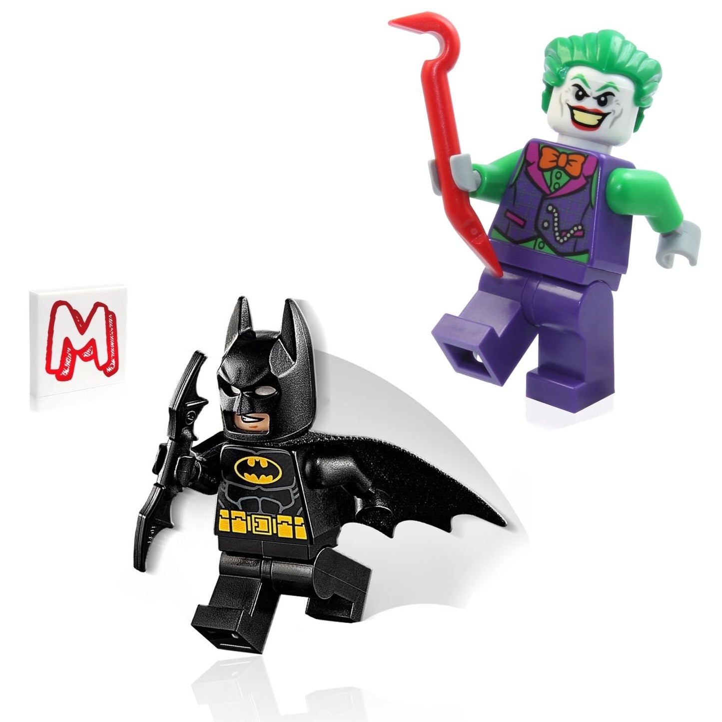 LEGO Super Heroes DC Batman Minifigure Combo - Batman with Batcape and Bat-a-rang & Joker in Orange Bow tie with Crowbar