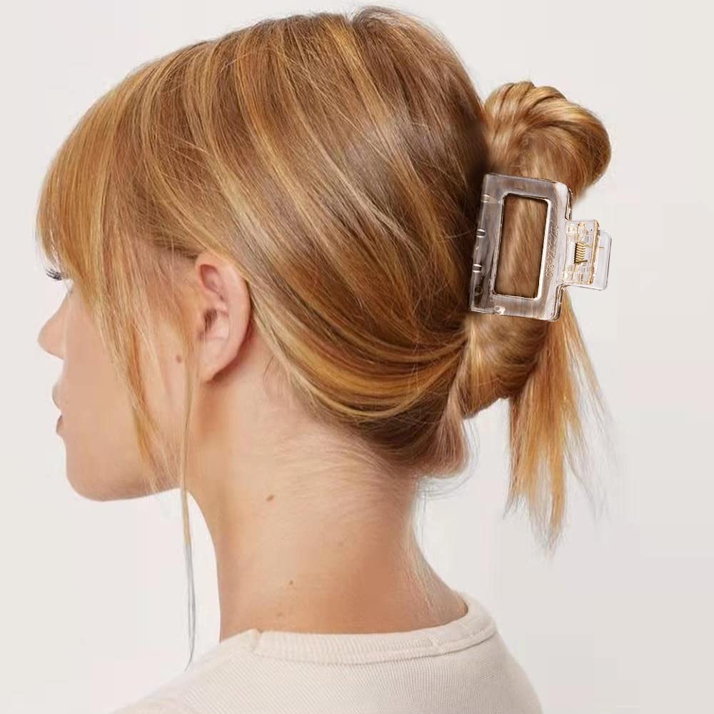 ATODEN Square Hair Clips Set - 5 Pcs Mini Acrylic Claw Clips for Short, Thin and Medium Hair, Non-Slip Hair Clamps and Jaw Clips, Hair Accessories