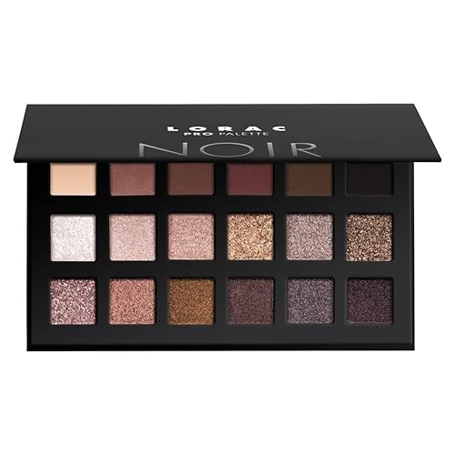 LORAC PRO Matte & Shimmer Eyeshadow Palette, Noir | Glitter | Mirror Compact | Cruelty Free, Gluten Free, Vegan