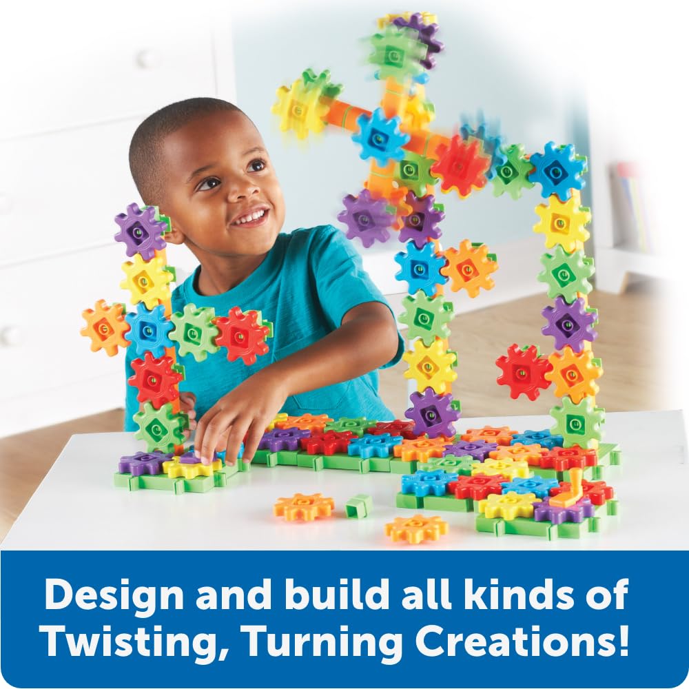 Learning Resources Gears! Gears! Gears! Super Building Set - STEM Construction Toy for Kids, Toddler Engineers Kit, Fine Motor Skills & Science Play