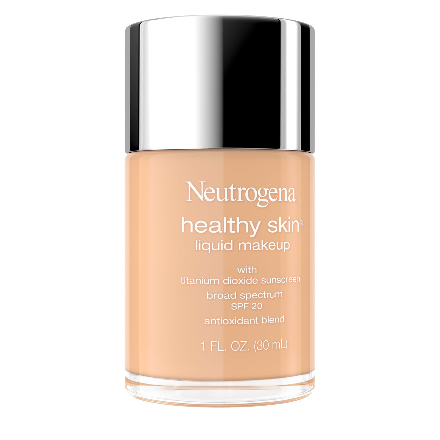 Neutrogena Healthy Skin Liquid Foundation Makeup Broad Spectrum SPF 20 Sunscreen, Medium Coverage, Vit B5, Antioxidants, All Day Wear, Warm Sand 270W