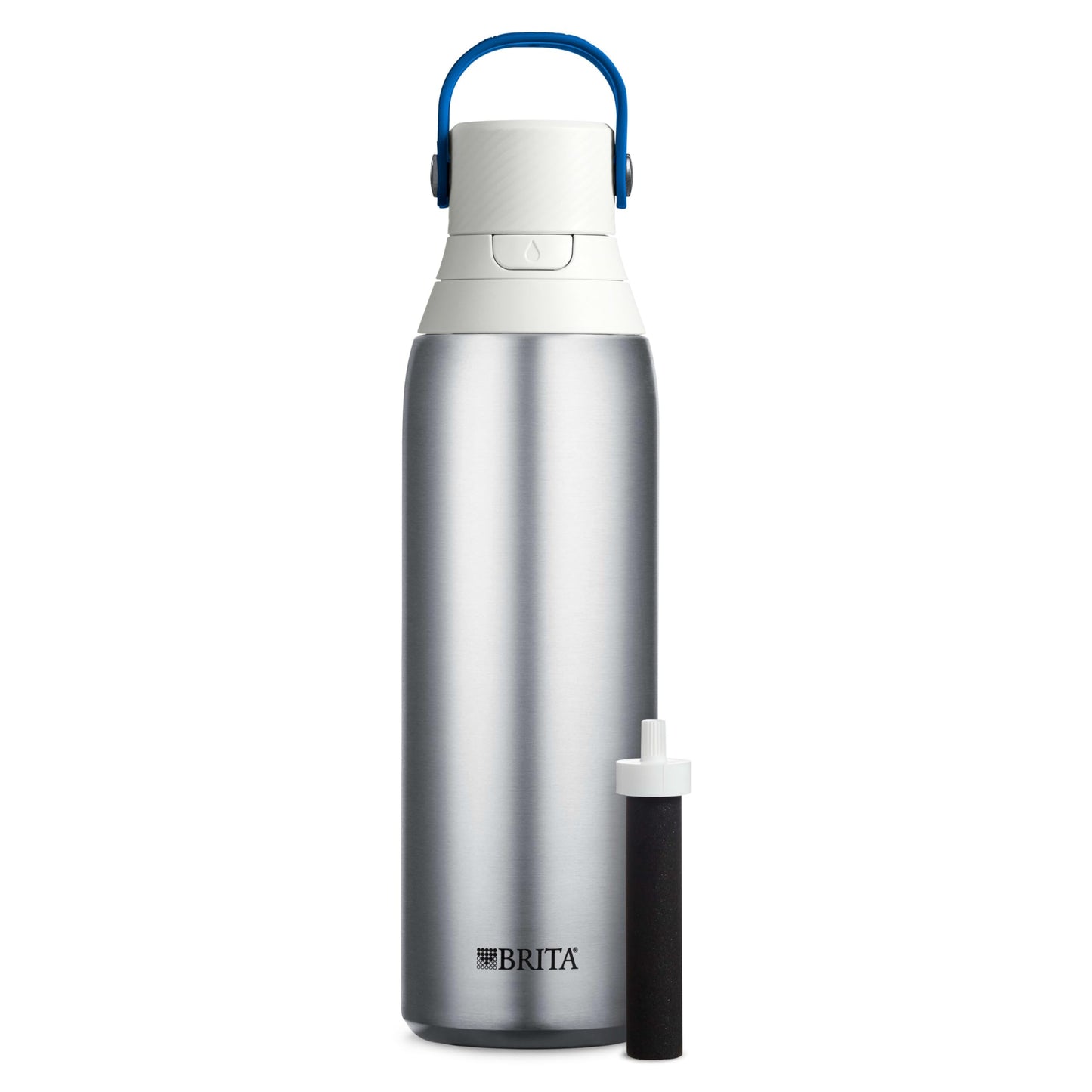 Brita Stainless Steel Premium Filtering Water Bottle, BPA-Free, Reusable, Insulated, Replaces 300 Plastic Water Bottles, Filter Lasts 2 Months or 40