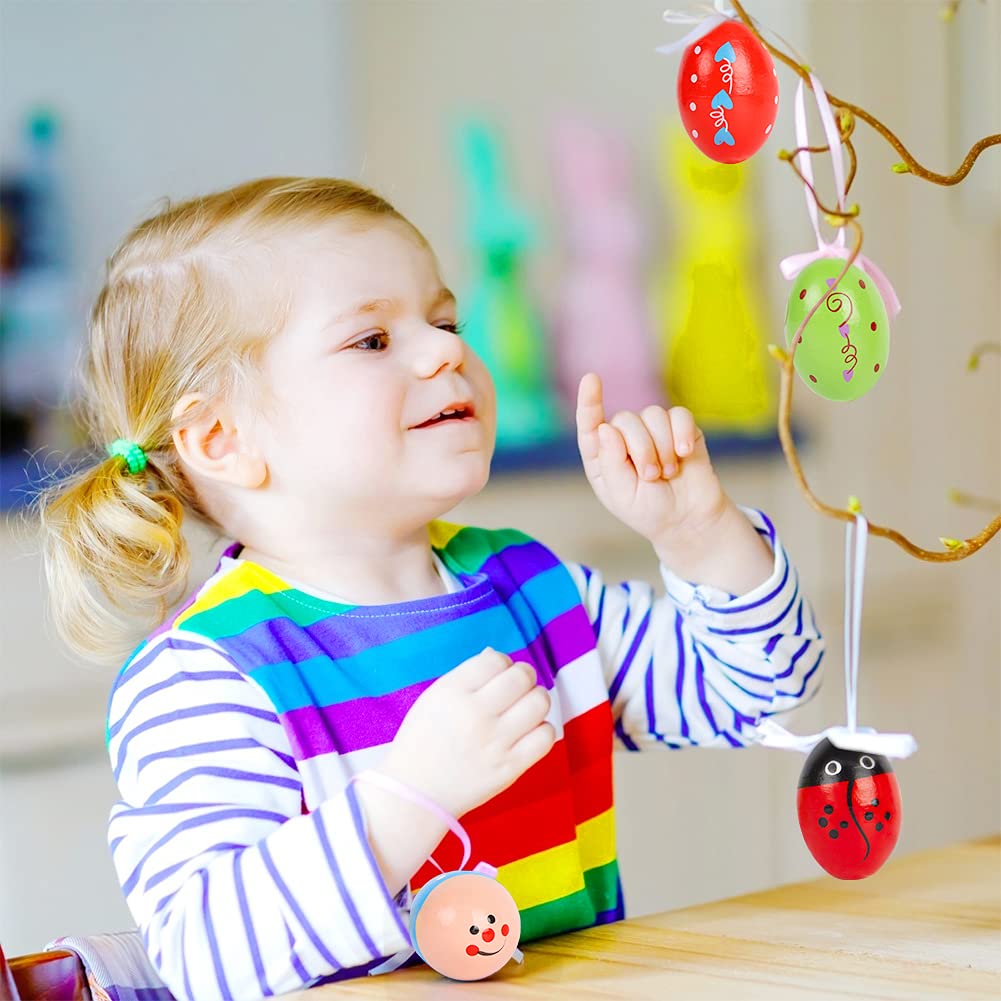 SallyFashion 6PCS Wooden Shaker Eggs for Toddlers – Egg Maracas Percussion Instruments for Party Favors, Goodie Bags & Classroom Prizes