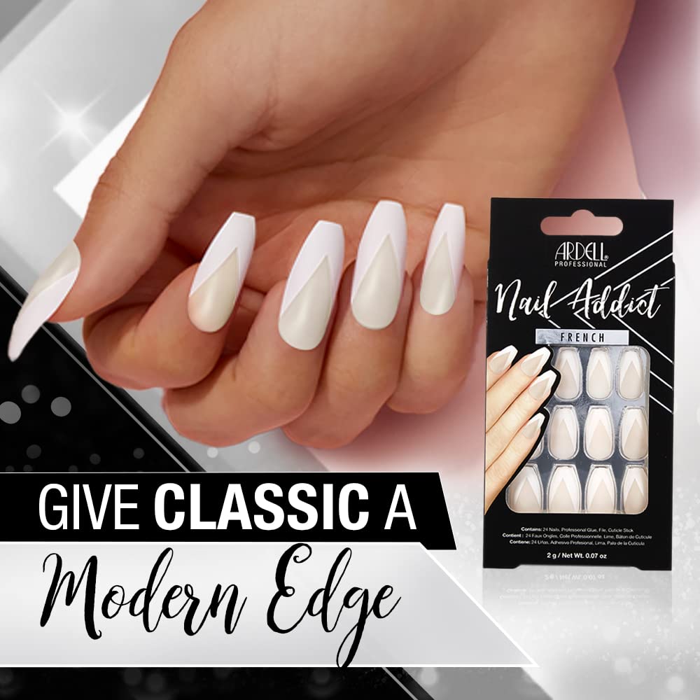 Ardell Press On Nails Medium - Modern French Tip Fake Nail, Glue on Nails, Nail Kit, 1 Pack Beauty & Personal Care Ardell