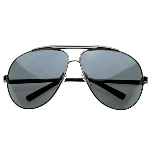 zeroUV Oversized Aviator Sunglasses for Men and Women, UV400 Protected 80s Style Large Aviators 70mm (Gunmetal/Smoke)