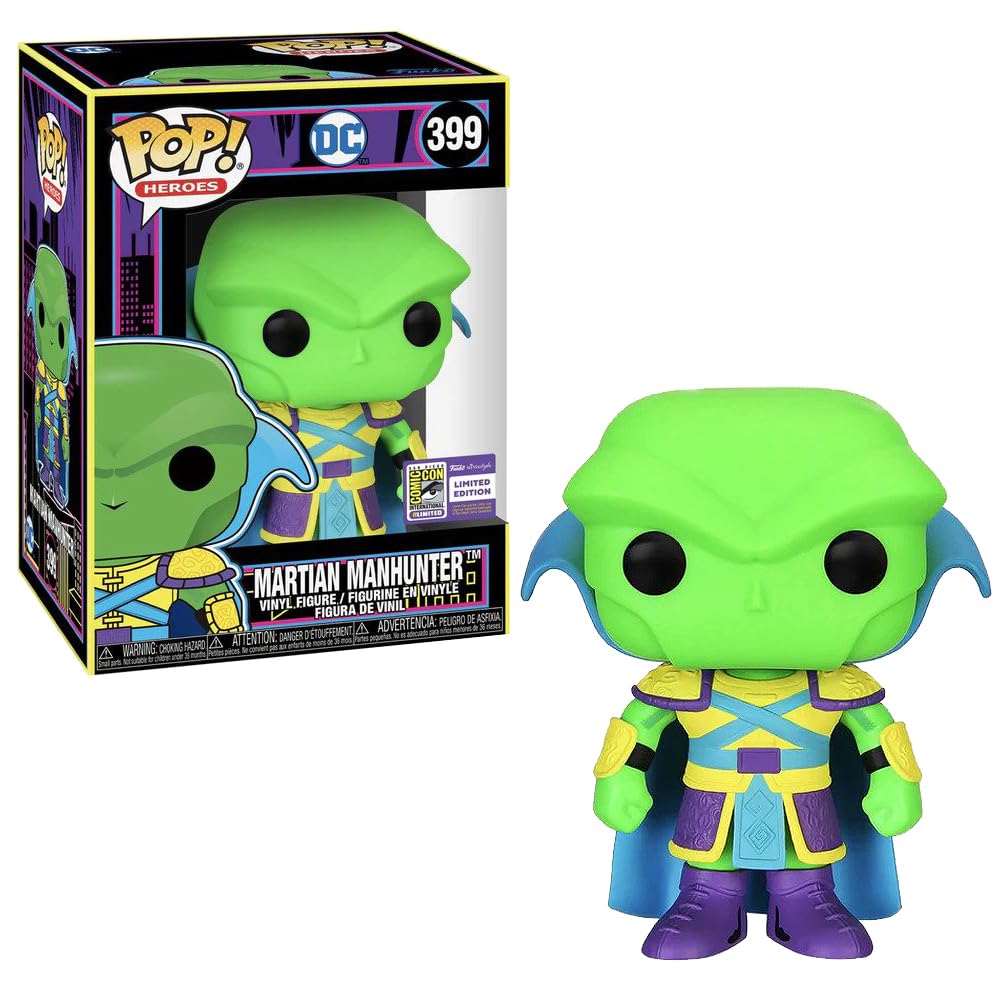 Funko Pop Asia SDCC Stickered Martian Manhunter Black Light Exclusive