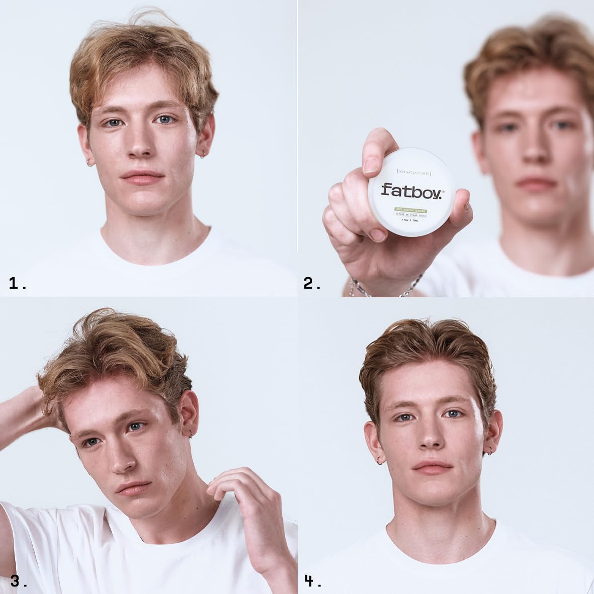 Fatboy Sea Salt Hair Pomade with Coconut Oil & Shea Butter, Lightweight Hold for Texture, Styling & Shine, Tousled Beach Waves Finish, Hair Care