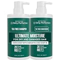 Daily Perfection Tea Tree Shampoo and Conditioner Set - Ultimate Moisture Hair Care Duo with Biotin and Keratin for Dry and Damaged Hair - Salt