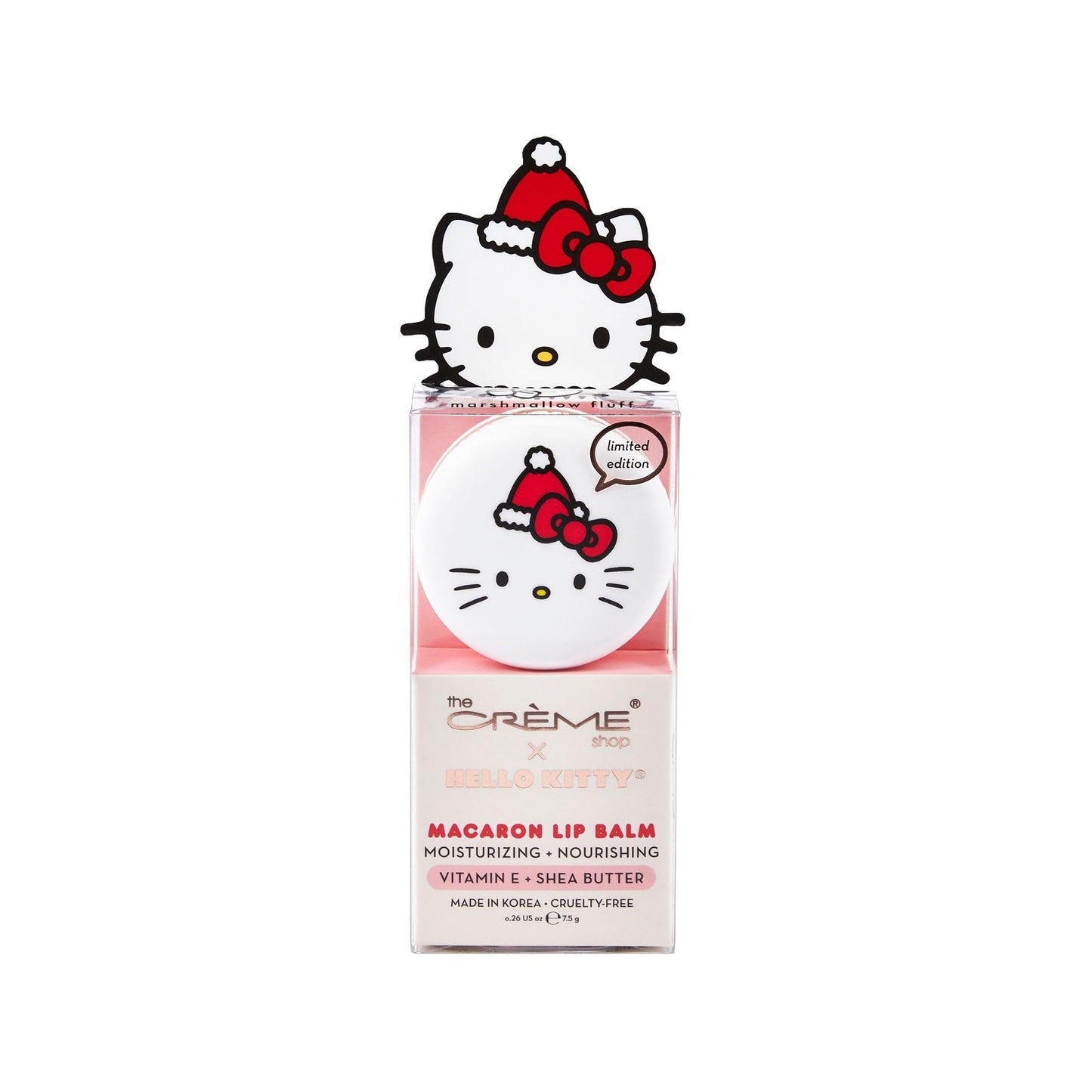 The Crème Shop x Hello Kitty Macaron Lip Balm, Korean Lip Balm with Shea Butter and Vitamin E - Marshmallow Fluff