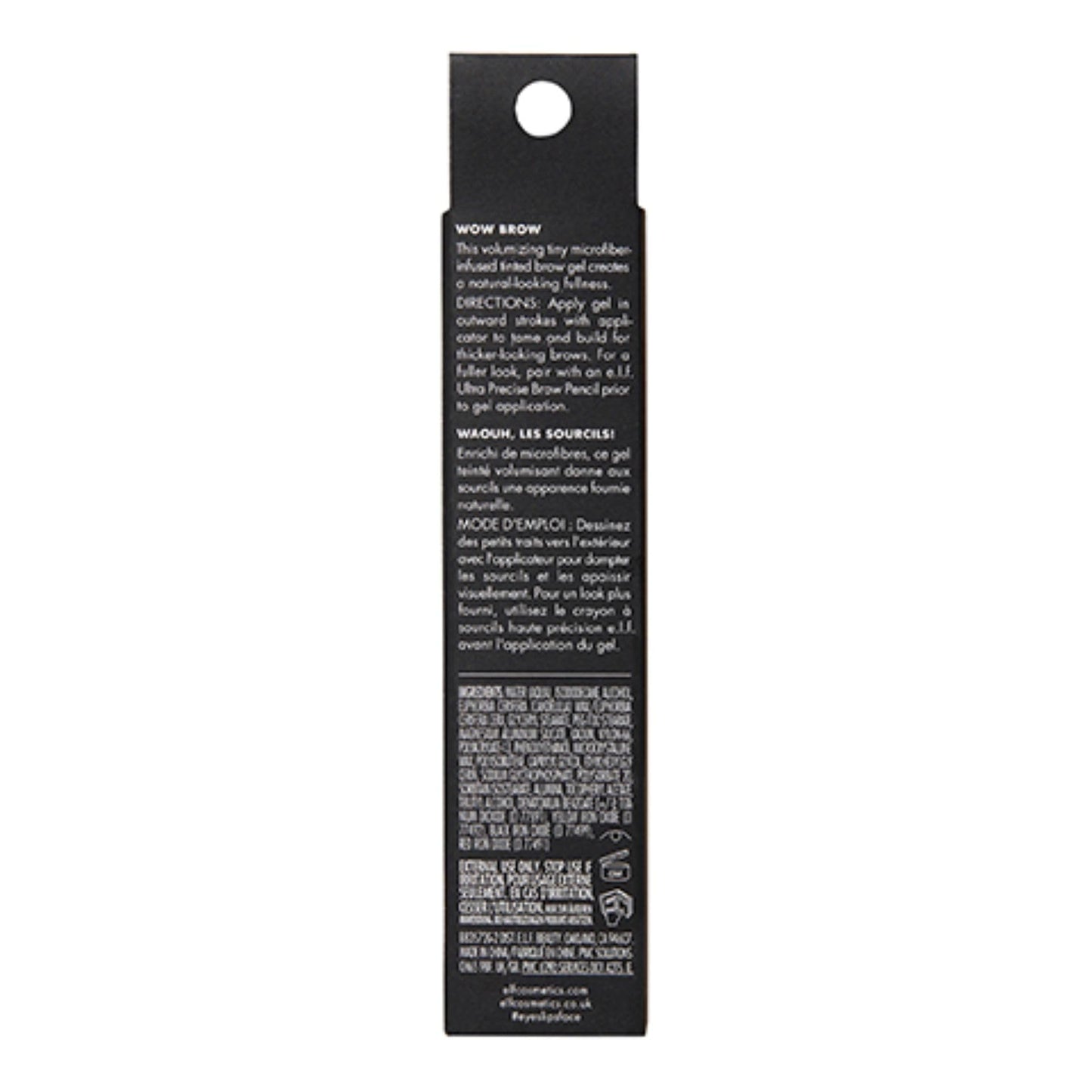 e.l.f. Wow Brow Wax Gel, Buildable, Hybrid, Creates Full, Voluminous-Look, Locks Brow Hairs In Place, Fiber-Infused, Black, 0.12 Oz