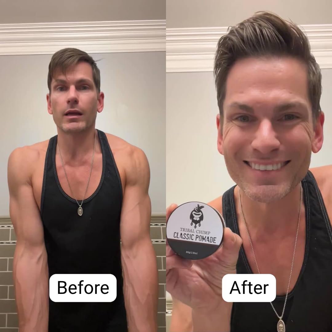 Tribal Chimp Pomade for Men and Women- Strong Hold, Water-Based, Premium Hair Pomade, High Shine, Matte Finish, Frizz Control, Lightweight