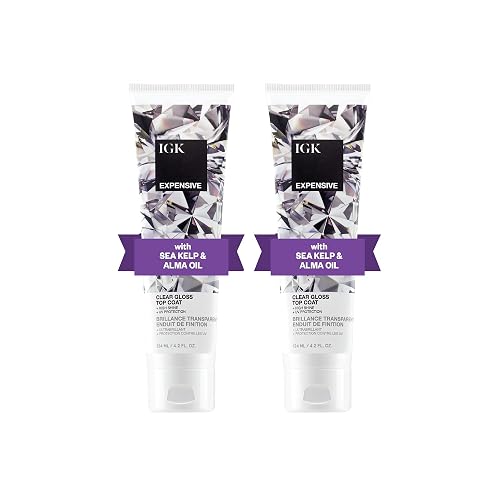 IGK EXPENSIVE Clear Gloss Top Coat | Shine + Strengthen + Smooth | Vegan + Cruelty Free | 4.2 Oz (Pack of 2)
