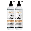 AJOMED Cosmetics Goat Milk and Tallow Shampoo and Conditioner SET - Hair Care for Dry, Damaged Split Ends - Silicone, Paraben, Sulfate Free Shampoo
