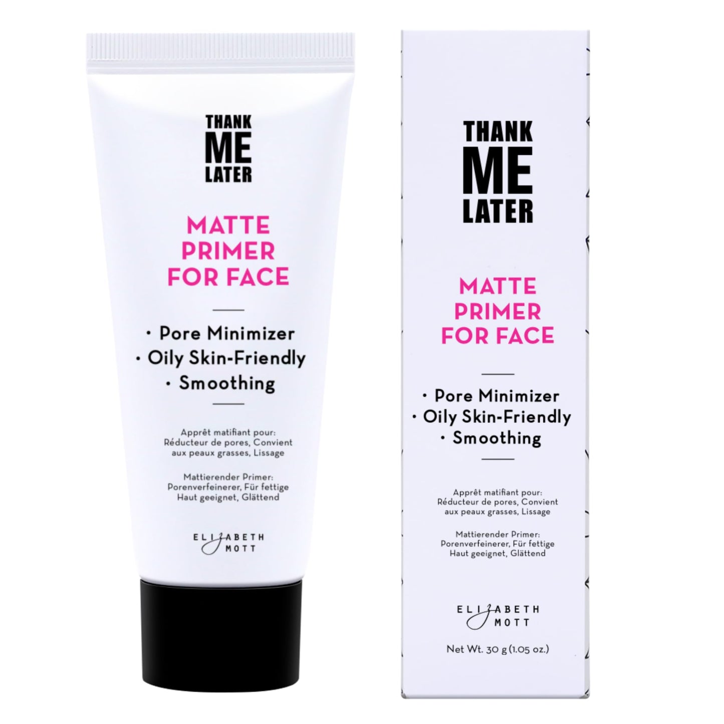 Elizabeth Mott Thank Me Later Face Primer - Mattifying Makeup Base Primer for Shine and Oil Control - Pore Minimizer, Smooths Wrinkles and Fine Lines