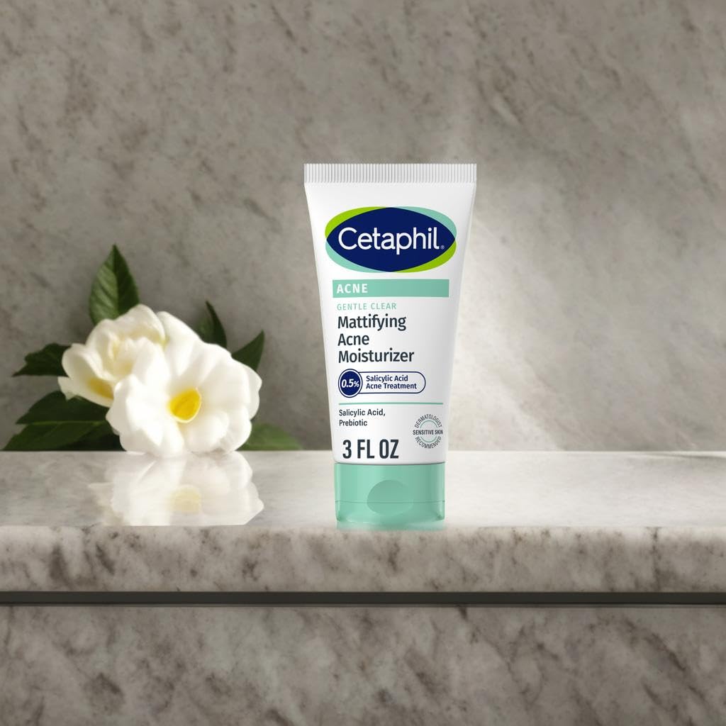 Cetaphil Face Moisturizer, Gentle Clear Mattifying Acne Moisturizer With 0.5% Salicylic Acid, Hydrates and Treats Sensitive Acne Prone Skin, Skin Care