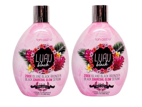 2-PACK Tan Asz U Luau Black 200X Island Black Bronzer Tanning Lotion - Ultra Dark Tanning Accelerator with Skin Hydrating & Smoothing Blend, 13.5 oz