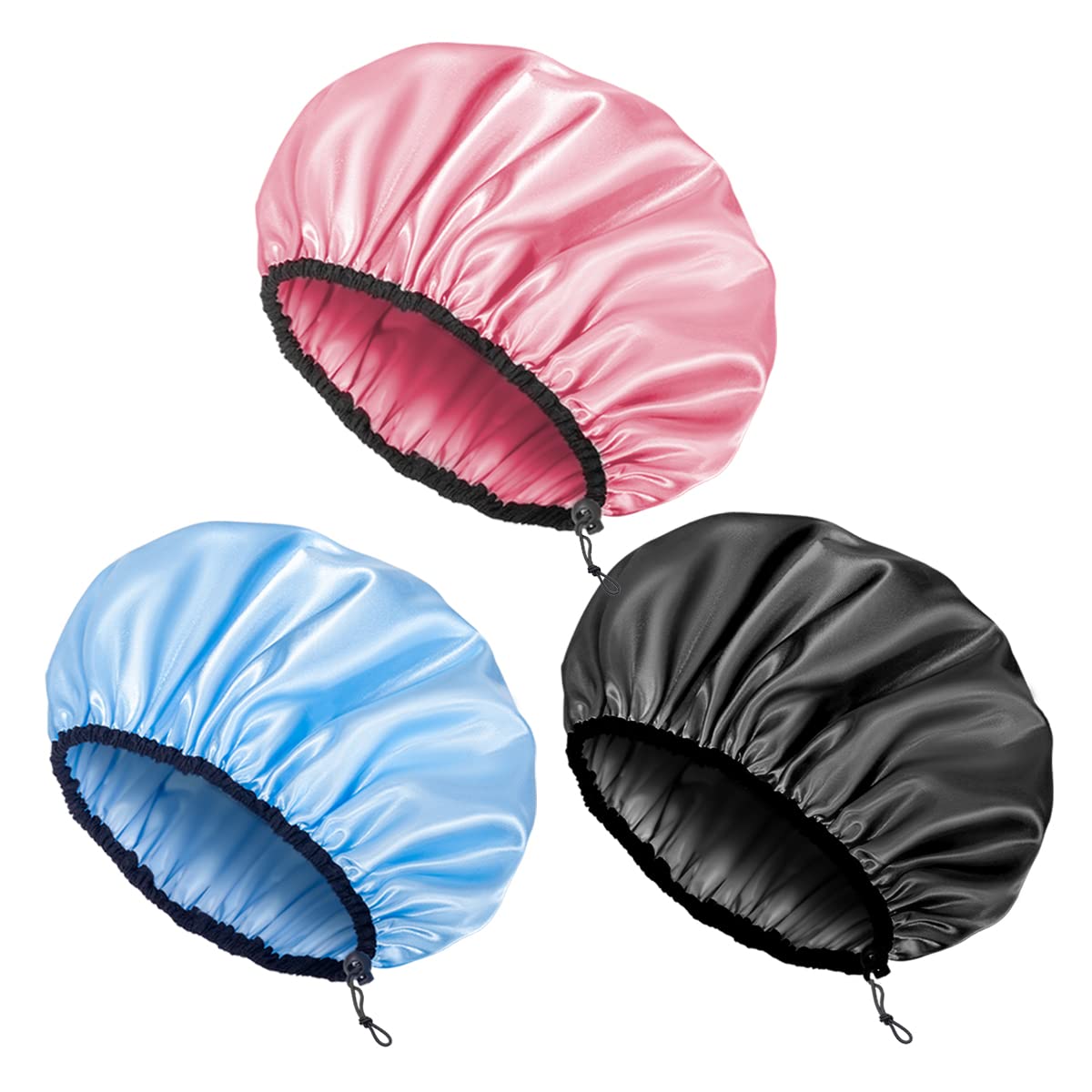 Auban Shower Cap for Women, Adjustable Reusable, Extra Large, Double-Layer Waterproof Bathing cap, Waterproof Exterior, EVA Lining, Hair Cap for All