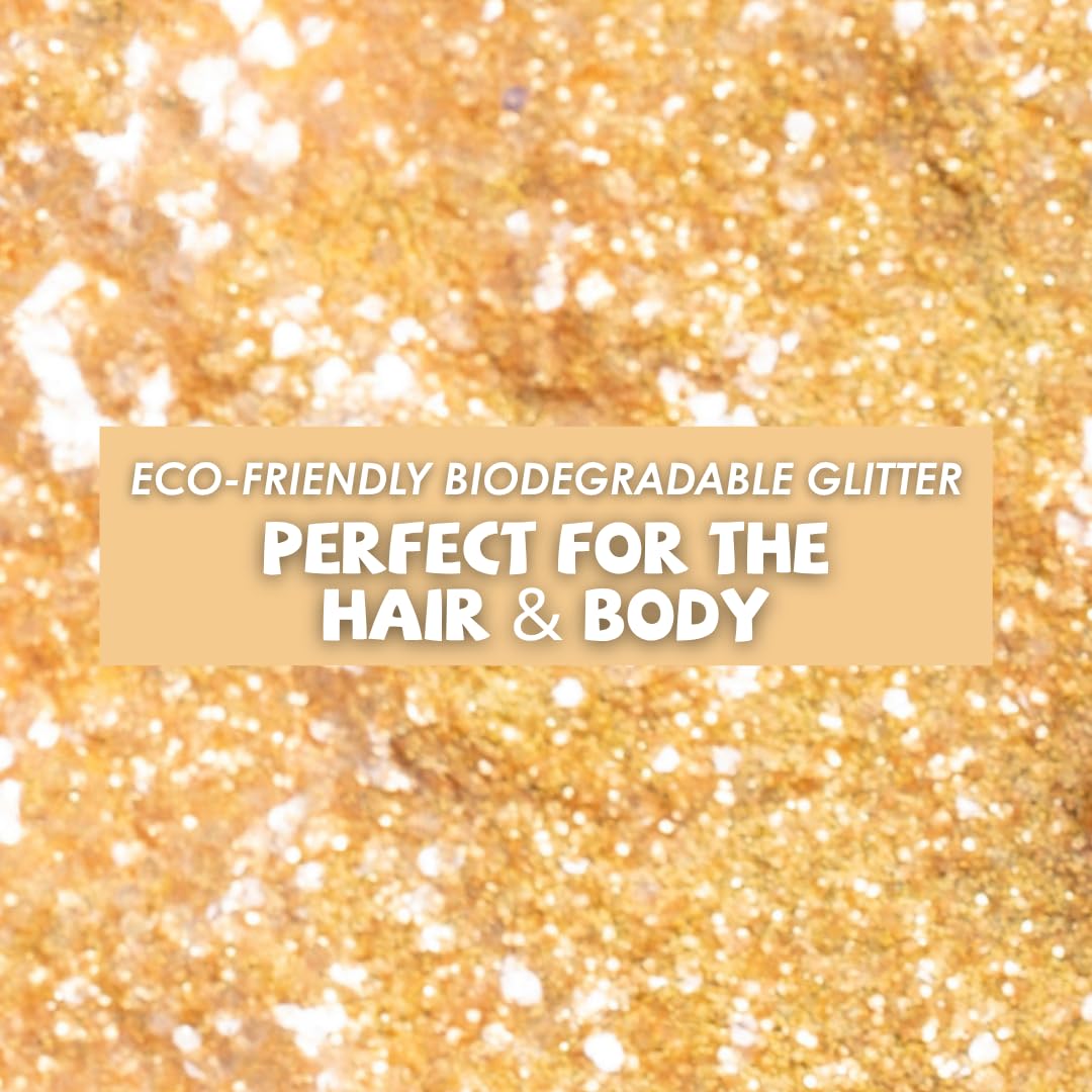 Biodegradable Glitter, 8 Colors, Vegan, for Hair and Body, Safe for Children (Sunshine & Stardust)