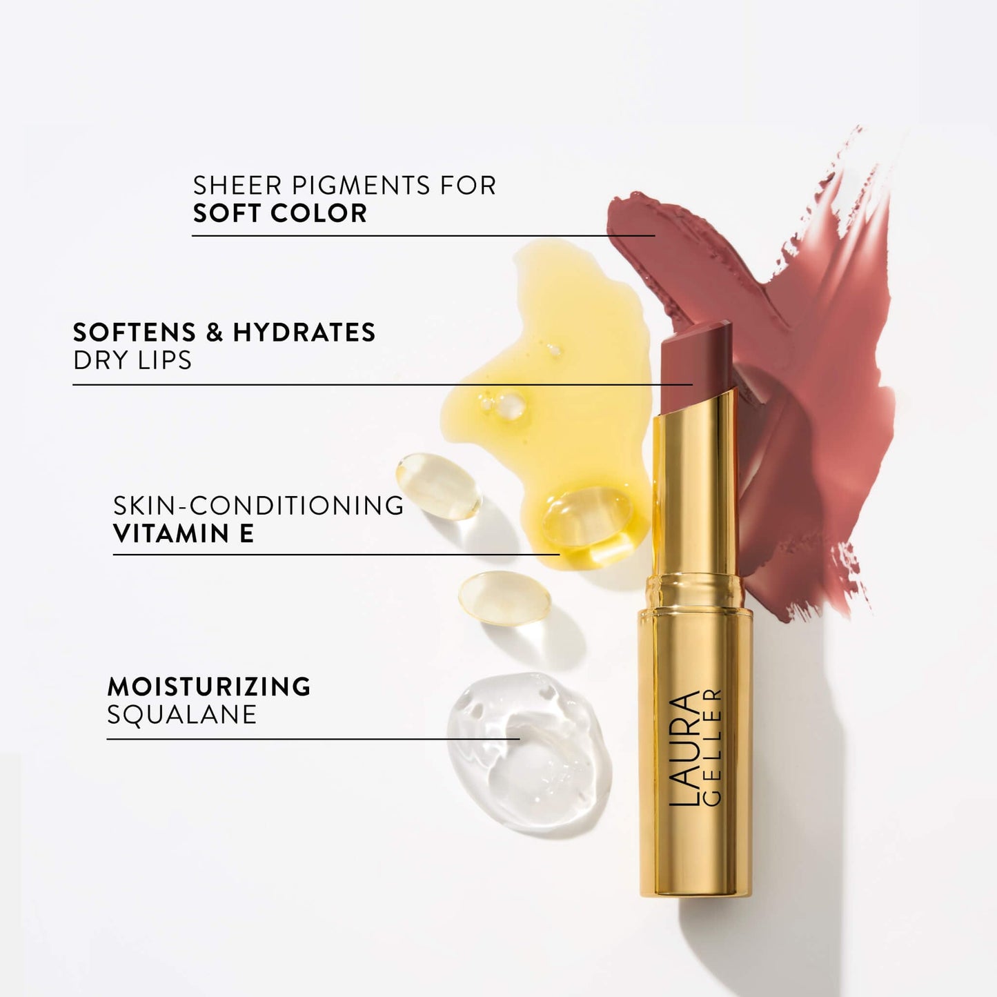 LAURA GELLER NEW YORK Jelly Balm Tinted Lip Balm - Just Peachy - Hydrating Lip Color with Shine Finish - Squalane & Vitamin E - Buildable Sheer