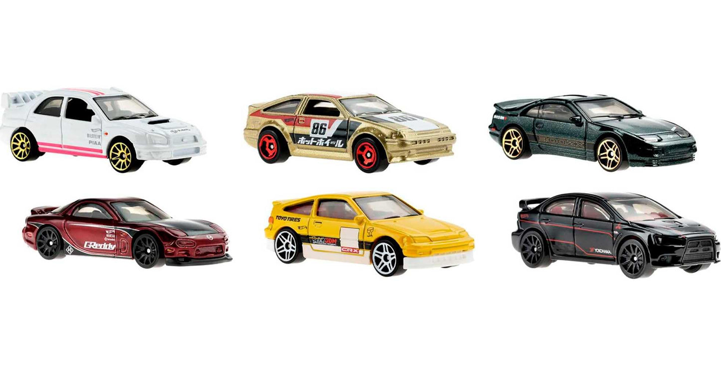 Hot Wheels Japanese Multipacks of 6 Toy Cars, 1:64 Scale, Authentic Decos, Popular Castings, Rolling Wheels, Gift for Kids 3 Years Old & Up…