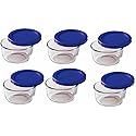 Pyrex 7202 1-Cup Glass Bowl & 7202-PC Cadet Blue Lid (6-Pack) - Made in USA