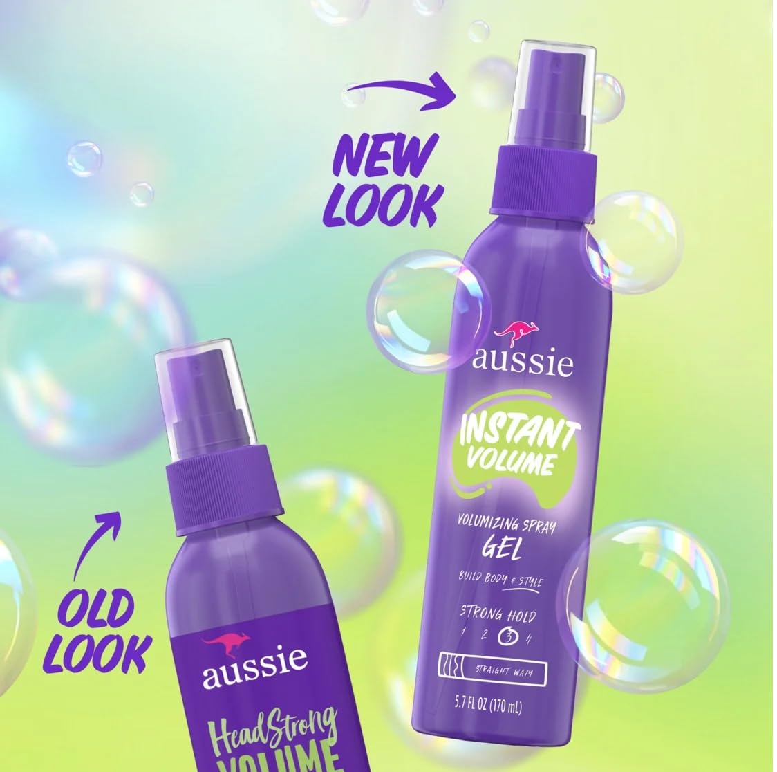 Aussie Instant Volume Variety Pack, 2 Sizes Defining Hair Gel and Volumizing Spray Gel for Wavy Hair, and Straight Hair, Unisex (7 Oz & 5.7 Oz)