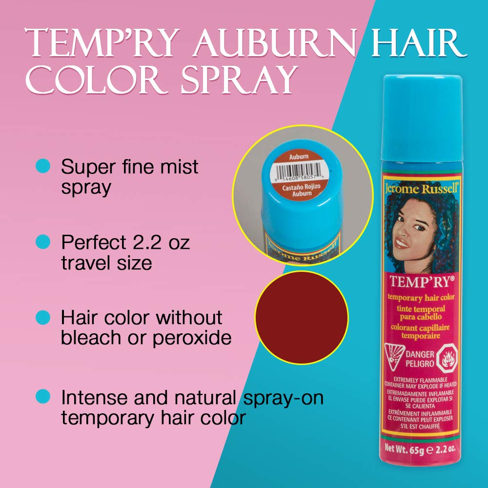 Jerome Russell Temp'Ry Spray-On Auburn Hair Color, 2.2Oz X 3 Pack