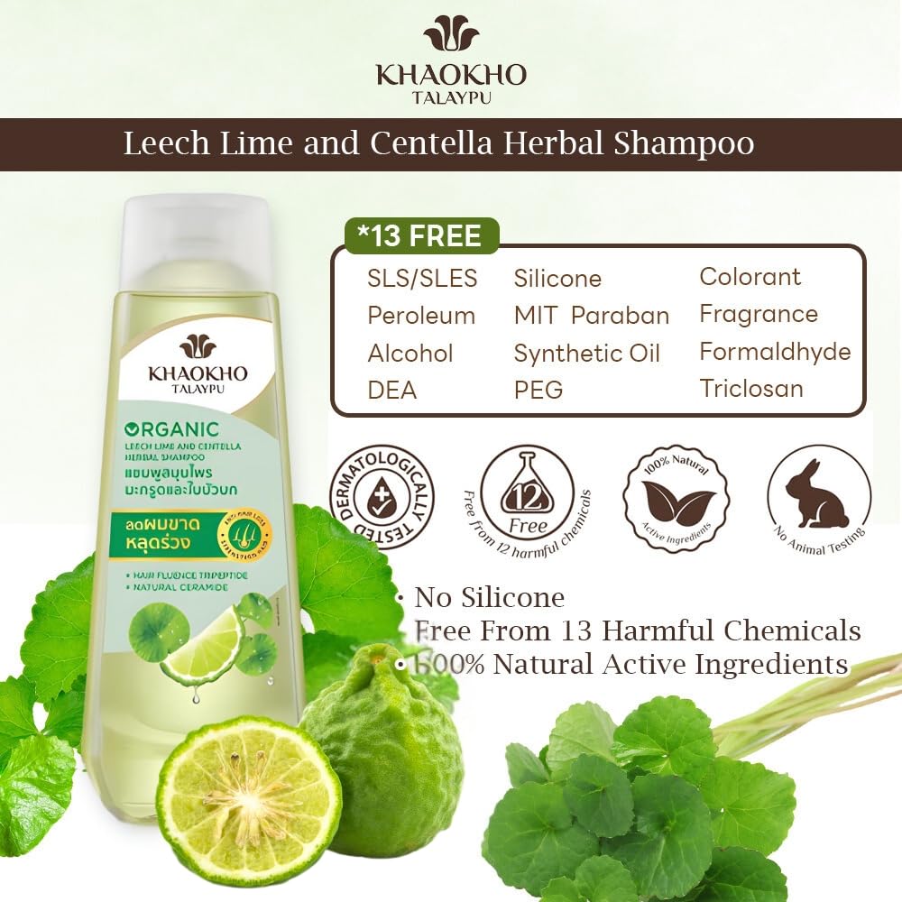 Herbal Shampoo and Conditioner Set with Leech Lime & Centella - Gentle Hair Care for Healthy-Looking Hair, Paraben-, Sulfate- & Silicone-Free, Vegan