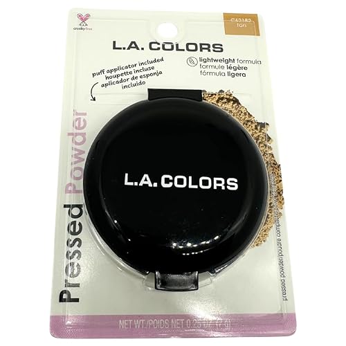 LA Colors Pressed Powder Compact - Matte Shine Control Face Powder with Mirror & Applicator - Smooth Natural Finish - Tan (C62182)