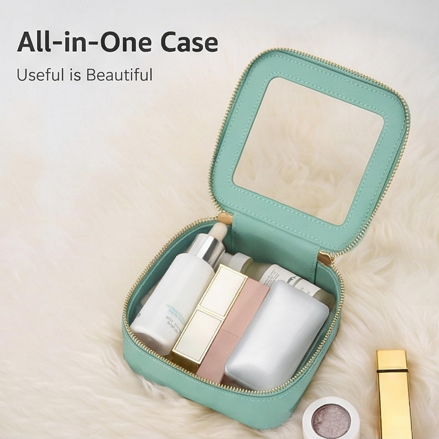 Aveniee Mini Clear Makeup Bag, Small Cosmetic Bags Travel Toiletry Pouch Organizer, TSA Approved Make up Case with Zipper, Car Bag Beauty and Personal Care Aveniee