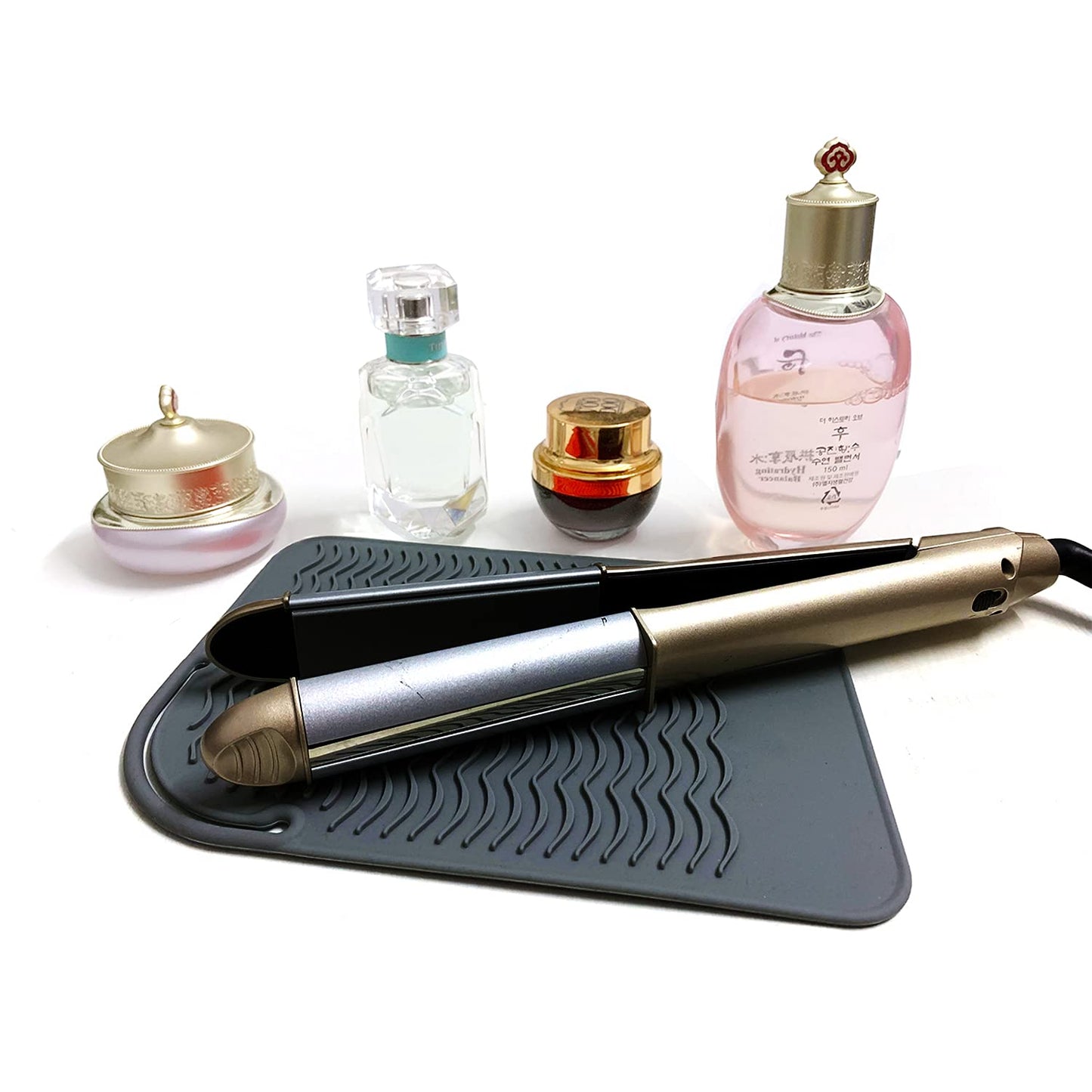 Large Heat Resistant Mat for Curling Irons, Hair Straightener, Flat Irons and Hair Styling Tools 11" x 7.5", Grey