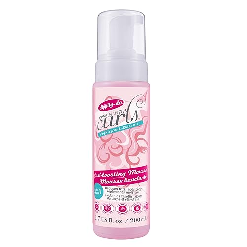 Dippity Do Girls With Curls Curl Enhancing Mousse, Light, 3-in-1 Defining Foaming Mousse for Curly Wavy Hair, Hibiscus, Olive Oil, Anti Frizz Bouncy