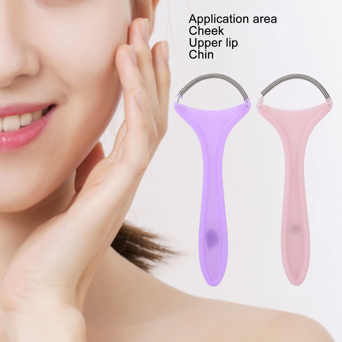 2pcs Spring Facial Hair Remover,Stainless Steel and Plastic Portable Threading Face Epilator for Women, Upper Lip Chin Cheeks Neck Mustache and Upper Beauty and Personal Care EIMSOAH