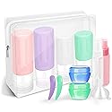 Travel Bottles Kit, TSA Approved Leak Proof Portable Toiletry Containers Set, Clear PET Flight Size Cosmetic Containers for Lotion, Shampoo
