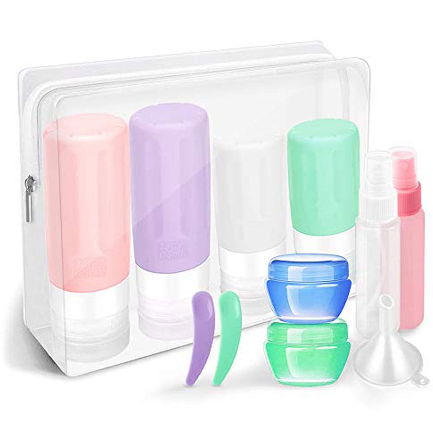 Travel Bottles Kit, TSA Approved Leak Proof Portable Toiletry Containers Set, Clear PET Flight Size Cosmetic Containers for Lotion, Shampoo