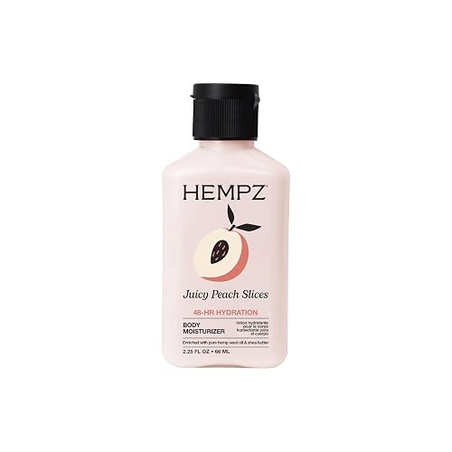 Hempz Mini Juicy Peach Lotion, Natural Hemp Seed Oil Ultra Hydrating Body Moisturizer with Shea Butter, Peach Extract, and Aloe Vera Extract, Travel