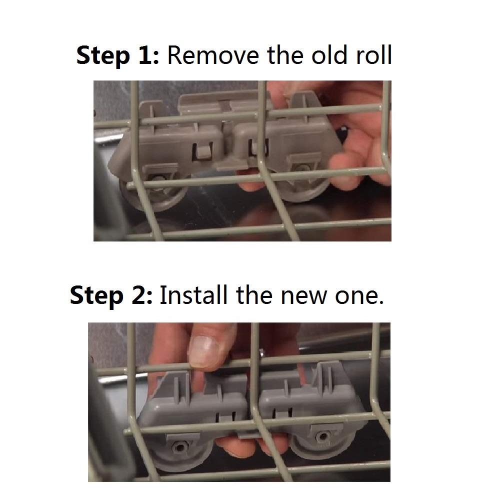 Odowalker Pack of 4 Dishwasher Premium Wheels Lower Rack for Kenmore Elite Dishwasher Replacement Parts W10195417 Kitchen Aid Dishwasher
