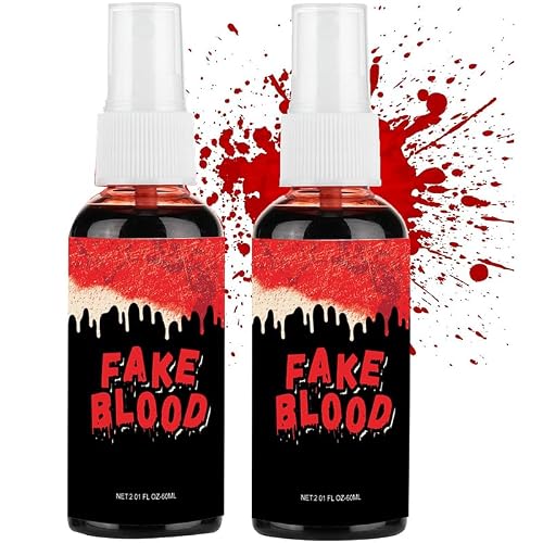Halloween Fake Blood Makeup Kit, Realistic Washable Fake Blood Makeup for Zombie Vampire Monster Cosplay & Dress Up(2PCS)