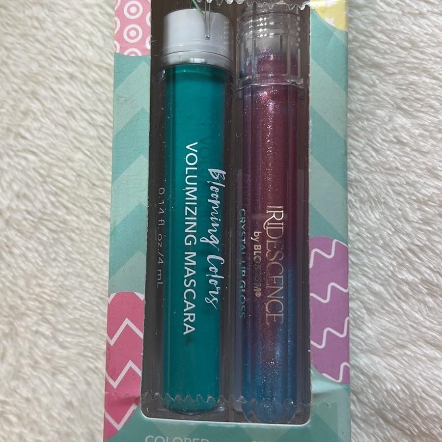 Blossom Liquid Volumizing Water Resistant Color Mascara, Iridescence Watermelon Flavored Glitter Shimmer Sparkle Crystal Lip Gloss, 0.22 fl. oz, 2