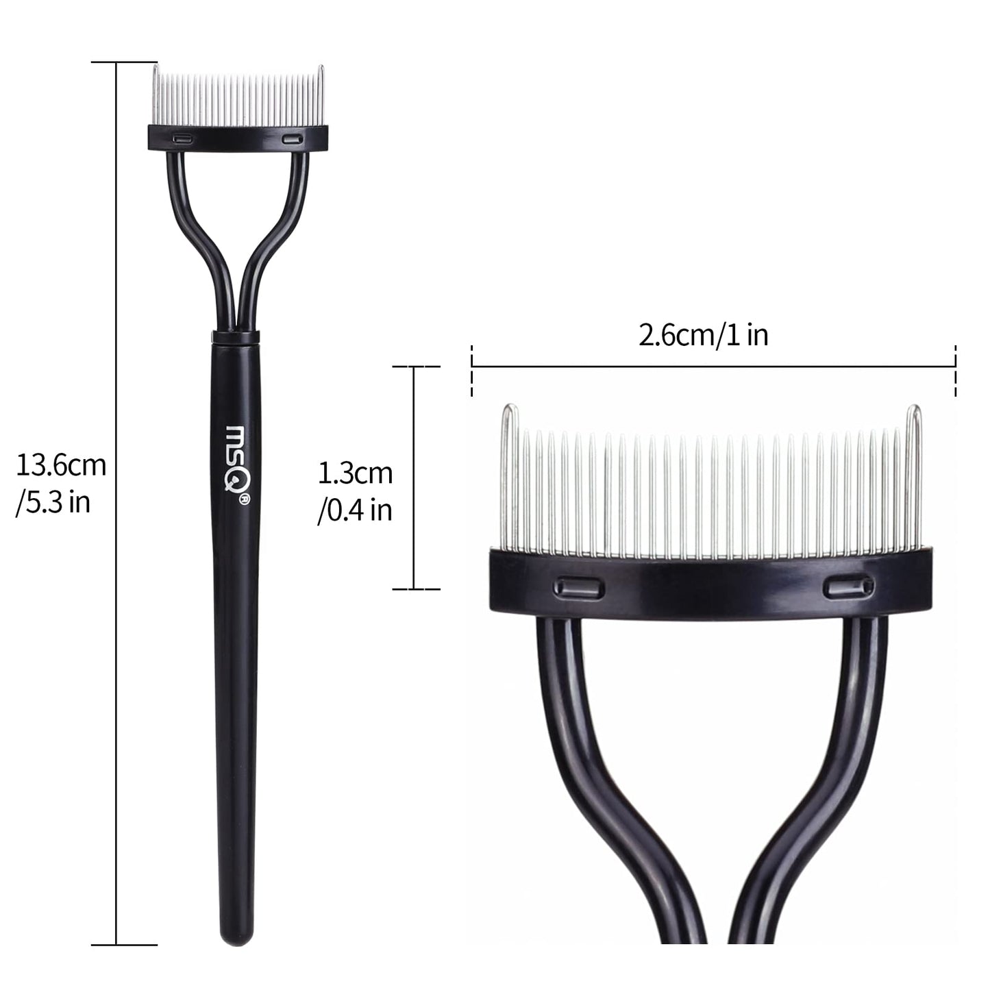 Eyelash Comb MSQ Eyelash Separator Tool Arc Designed Lash Brush Separator With Cover Lash Comb for Eye Makeup Brush Mascara Clump Remover Black Beauty and Personal Care MSQ