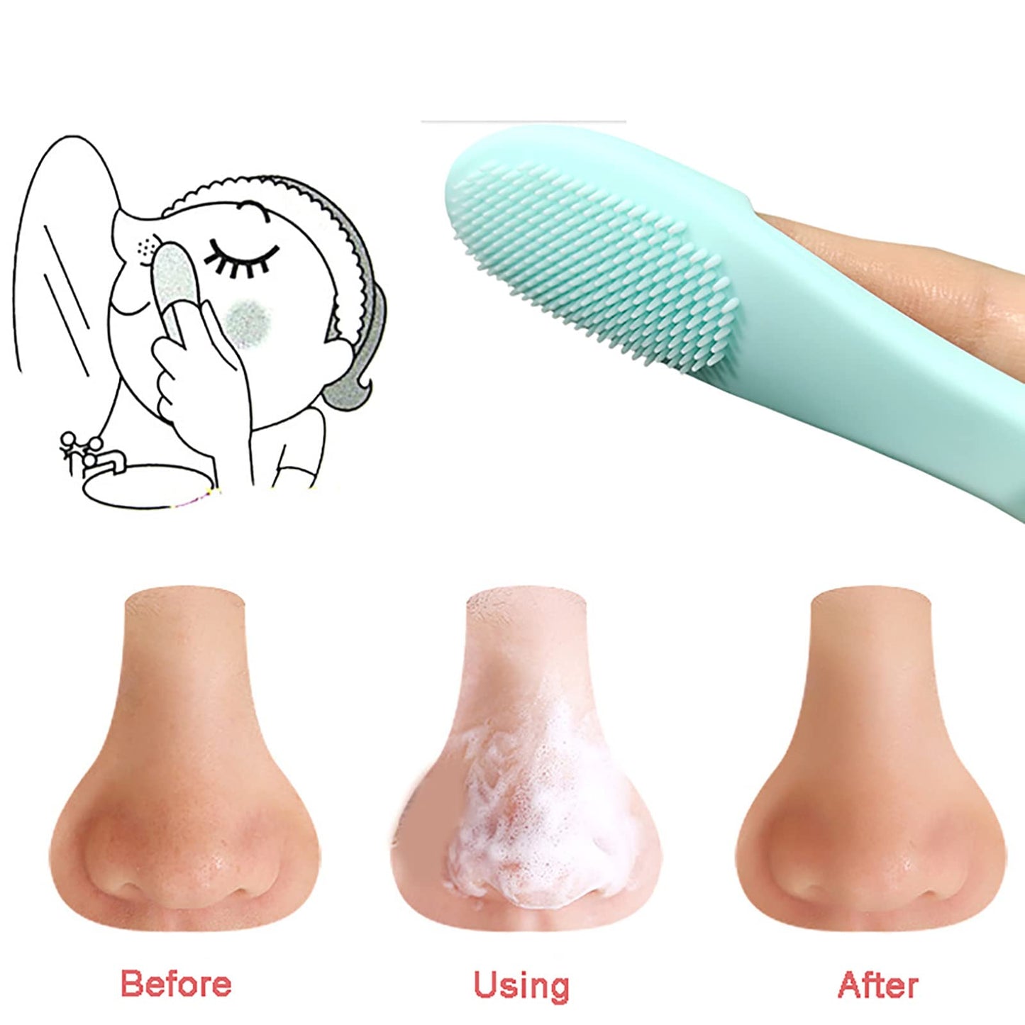 5-Pack Soft Silicone Manual Facial Cleansing Brushes, Face Scrubber Cleanser Brush for Gently and Effectively Cleaning, Removing Blackheads