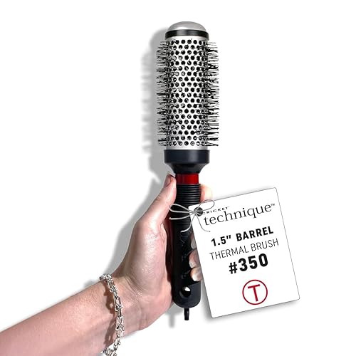 Cricket Technique Thermal Hair Brush #350 1.5” for Curling, and Styling - Heat-Retaining Barrel with Anti-Static Tourmaline Bristles, Round Thermal