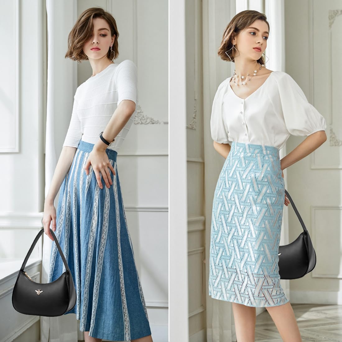 BAIKELI Crescent Shoulder Bags for Women Small Shoulder Purse Handbag Retro